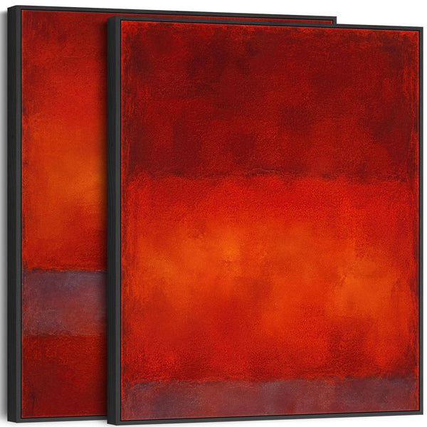 Large Mark Rothko inspired Framed Set of 2 Canvases - Red Flow
