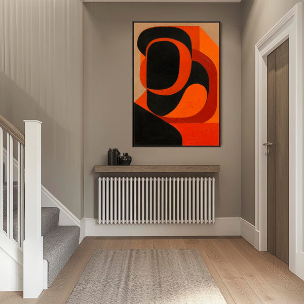 Mid Century Modern - Rusty Illusion Orange Wall Art Canvas Framed