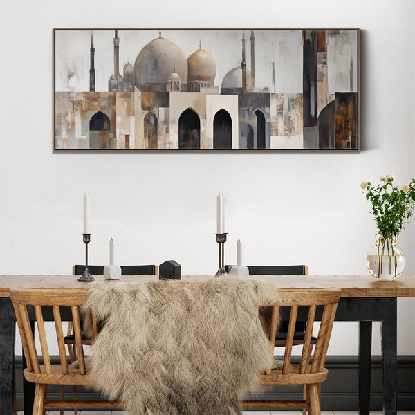 Wide Modern Framed Islamic Wall Art Canvas - Mosque Skyline