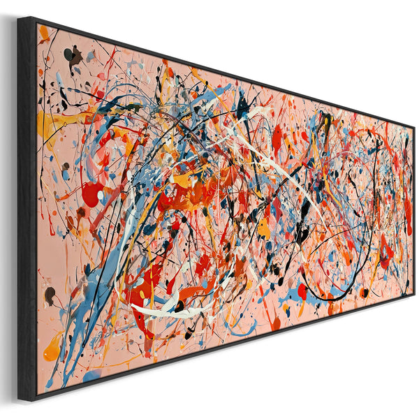 Wide Long Colourful Pink Framed Canvas Picture - Kinetic Art