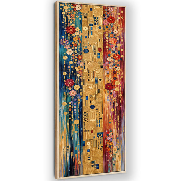 Tall Colourful Gustav Klimt inspired Vibrant Framed Canvas Art