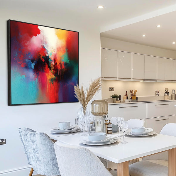 Unique Colourful Abstract Framed Wall Art Multi-Coloured Cascade