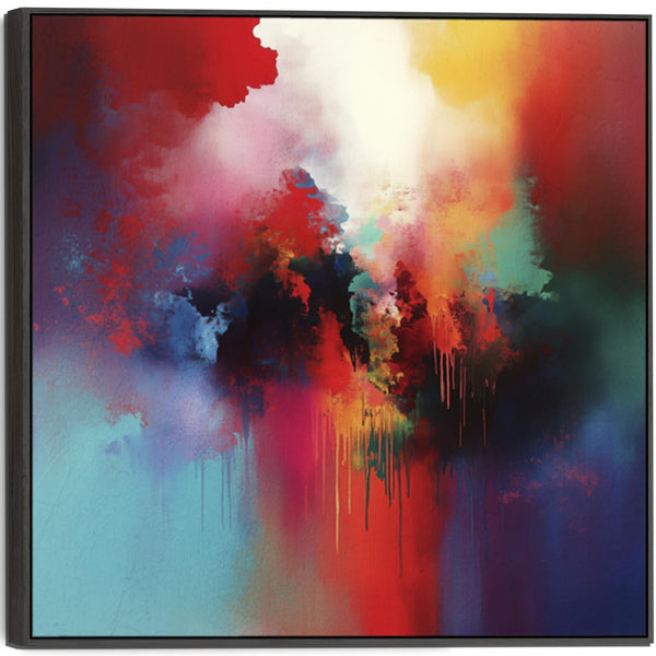 Unique Colourful Abstract Framed Wall Art Multi-Coloured Cascade