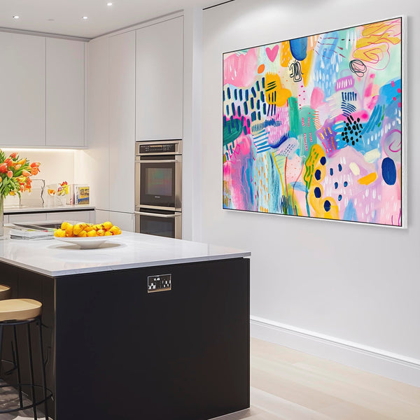 Unusual Framed Wall Art Multi-Coloured Colourful Abstract - Indulgence
