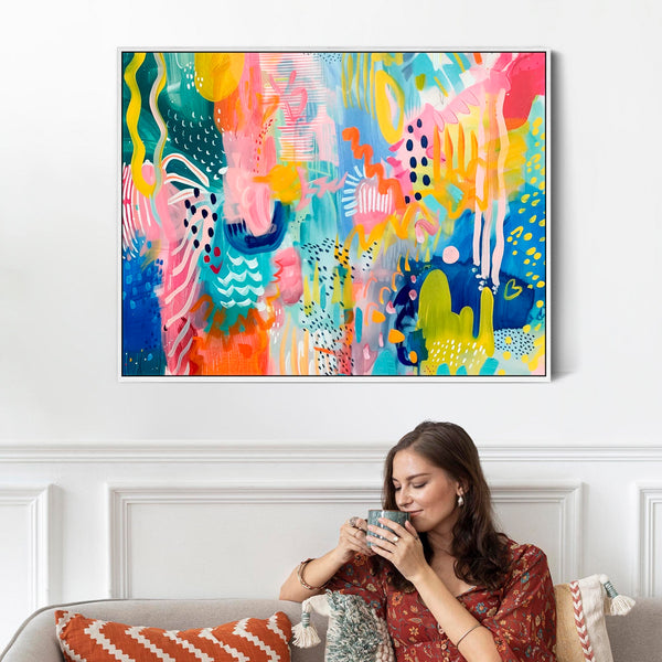 Multi-Coloured Unique Abstract Framed Wall Art Colourful Illusions