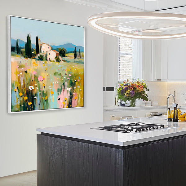 Colourful Italy Tuscany Landscape Framed Canvas Artwork Print