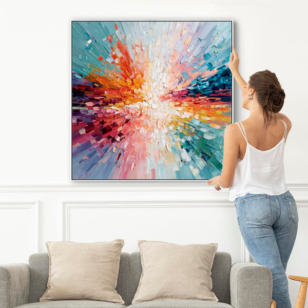 Unique Multi-Coloured Canvas Wall Art Framed Colourful Radiance