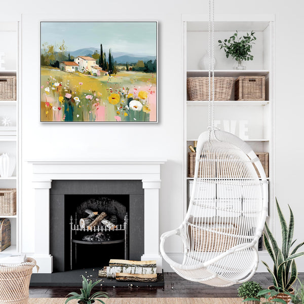 Colourful Tuscany Landscape 1 Framed Wall Art Canvas