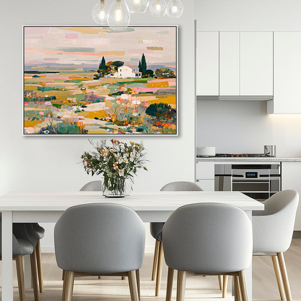 Tuscan Horizon Colourful Framed Artwork on Canvas