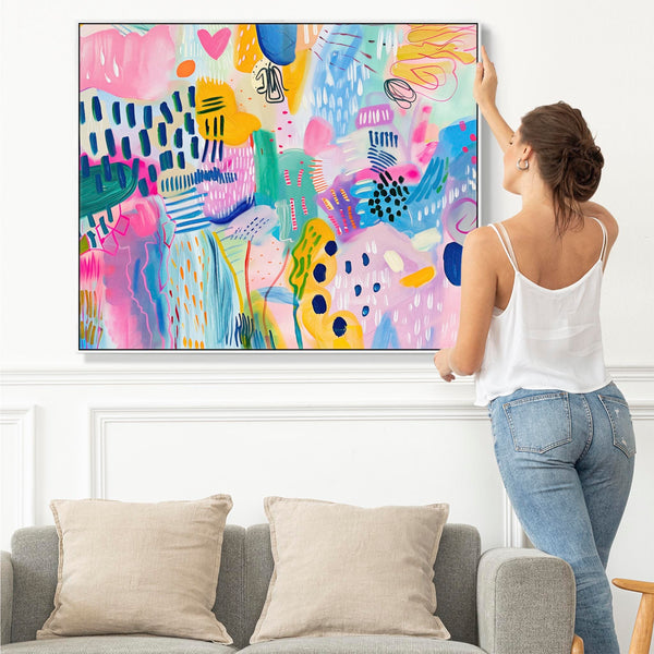 Unusual Framed Wall Art Multi-Coloured Colourful Abstract - Indulgence