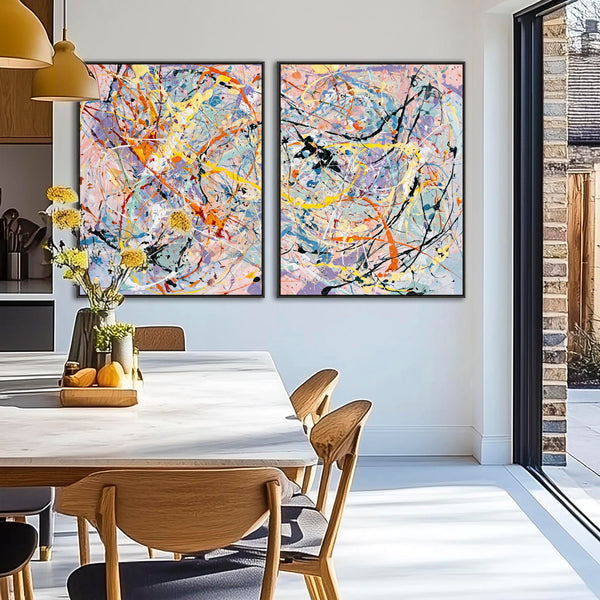 Colourful Abstract Art Splash - Kitchen Canvas Pictures Framed