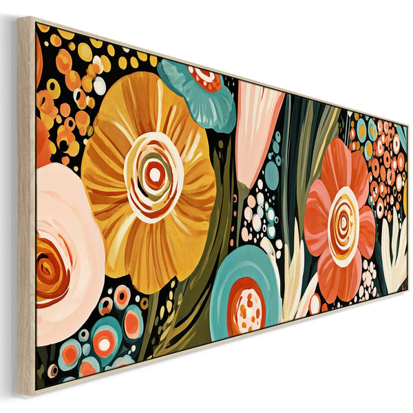 Wide Colourful Bedroom Wall Art Framed Vibrant over Bed Canvas
