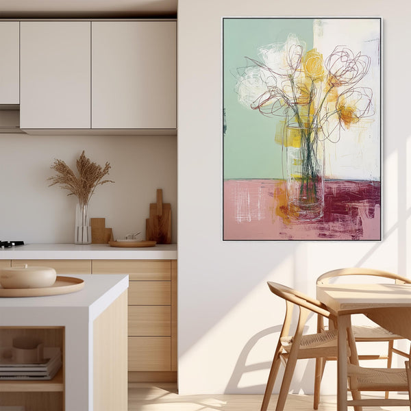 Abstract Colourul Floral Vase Framed Contemporary Artwork Print