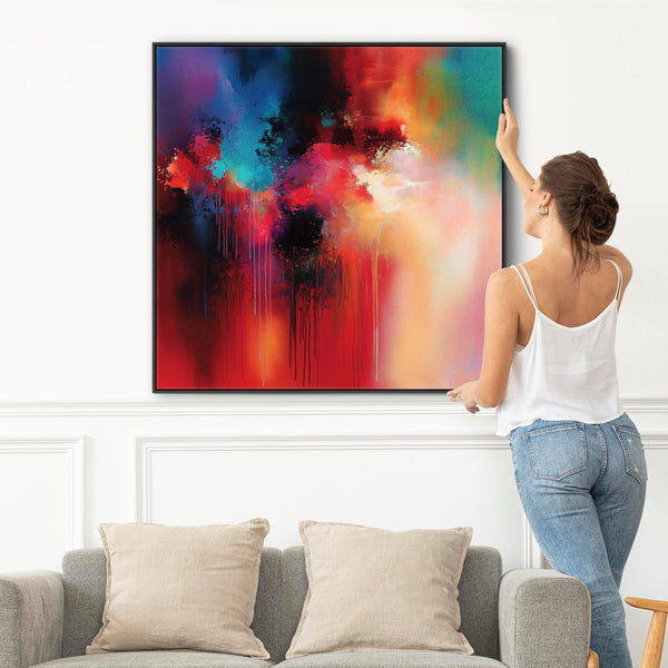 Unique Unusual Abstract Framed Wall Art Multi-Coloured Radiance
