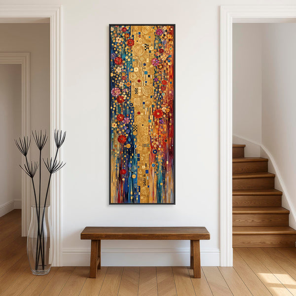 Tall Gustav Klimt inspired Colourful Framed Canvas Kaleidescope