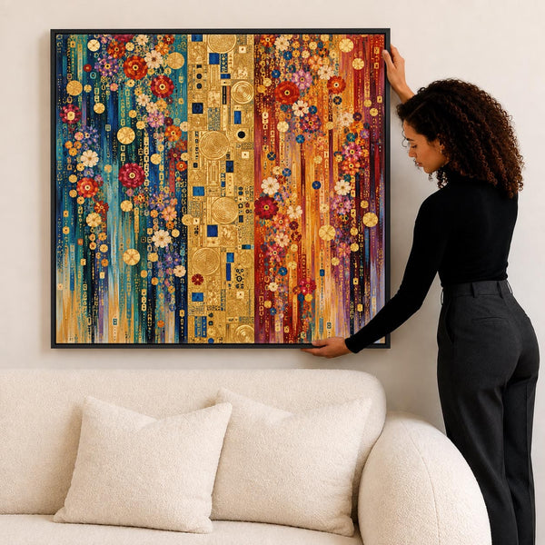 Colourful Unique Gustav Klimt inspired Framed Canvas Wall Art