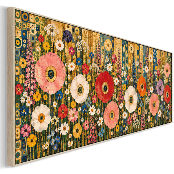 Wide Colourful Gustav Klimt inspired Over Bed Bedroom Canvas