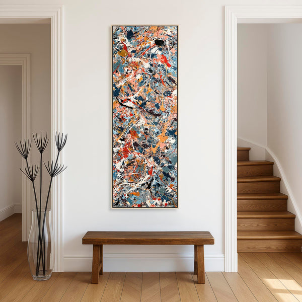 Tall Upright Jackson Pollock Inspired Framed Canvas - Frenzy