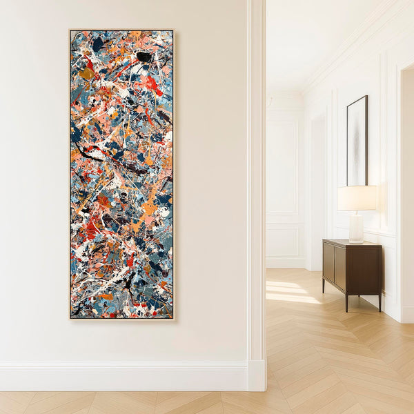 Tall Upright Jackson Pollock Inspired Framed Canvas - Frenzy