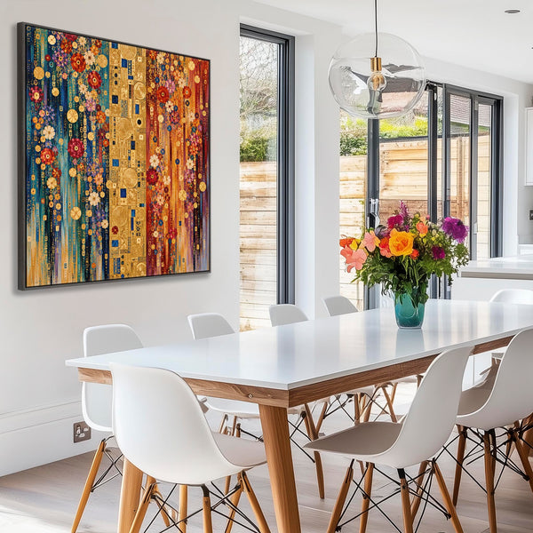 Colourful Unique Gustav Klimt inspired Framed Canvas Wall Art