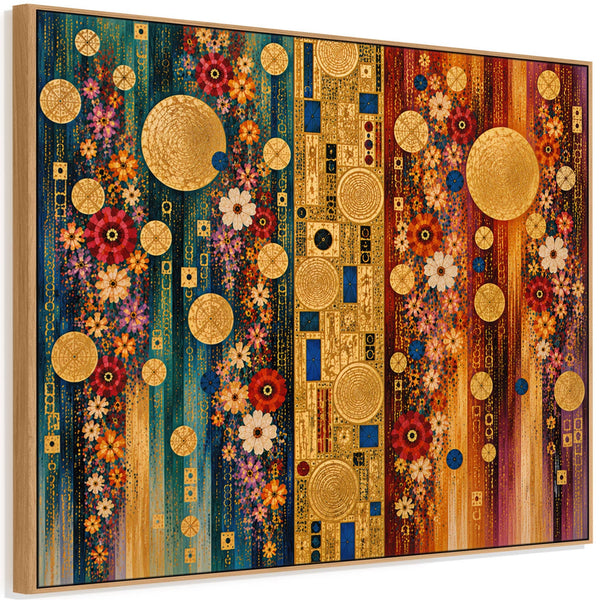 Unusual Bright Gustav Klimt inspired Framed Canvas - Colourful
