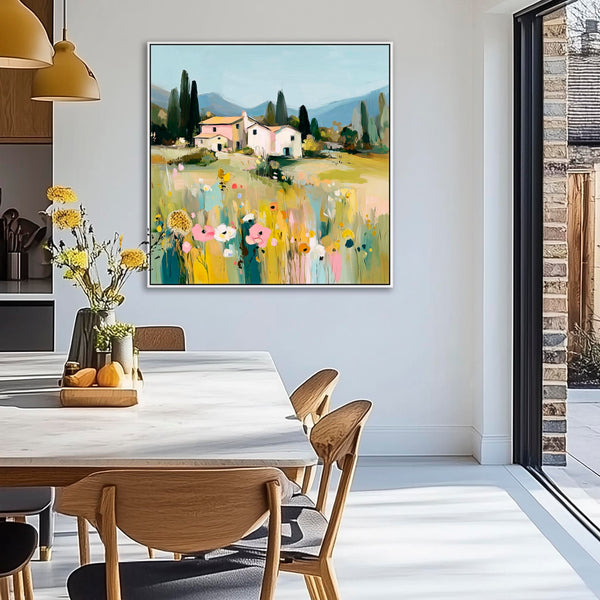 Colourful Landscape Italy Tuscany Framed Wall Art Print Canvas
