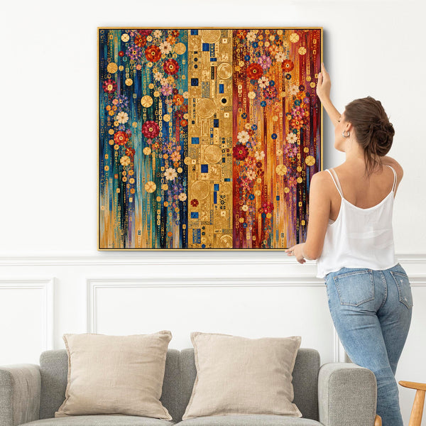Colourful Vibrant Gustav Klimt inspired Framed Canvas Wall Art