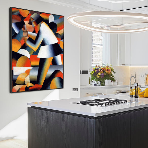 Kazimir Malevich Multi-Coloured Framed Abstract Artwork Canvas Woodcutter Painting