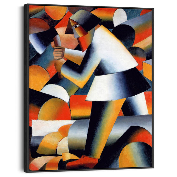 Kazimir Malevich Multi-Coloured Framed Abstract Artwork Canvas Woodcutter Painting