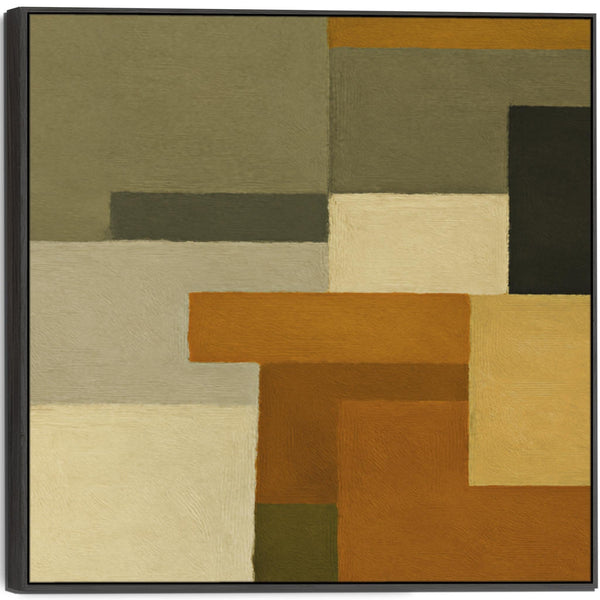 Large Mustard Green Abstract Framed Canvas Earth Tone - Autumn Earth