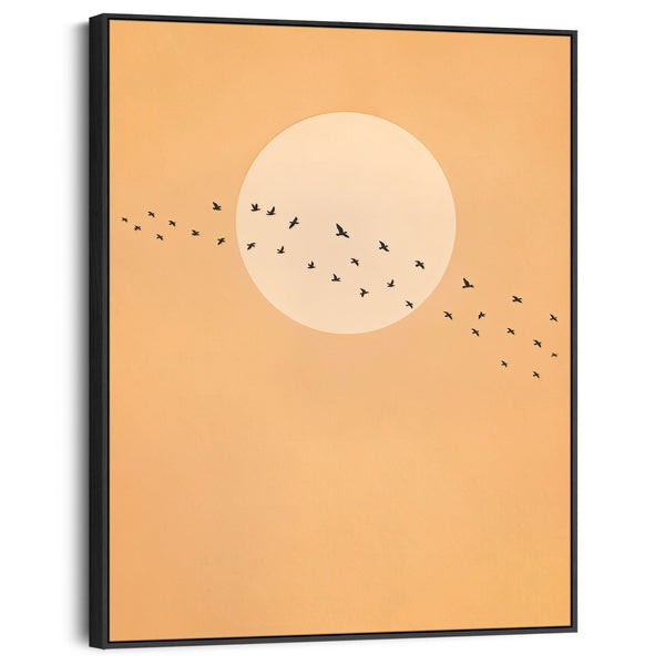 Mustard Yellow Canvas Art Japandi Moon - Frame Included