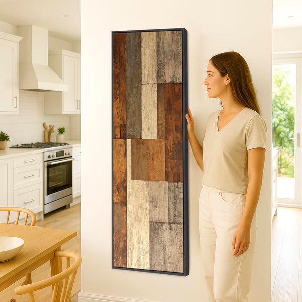 Upright Brown Beige Vertical Artwork Canvas Narrow Earth