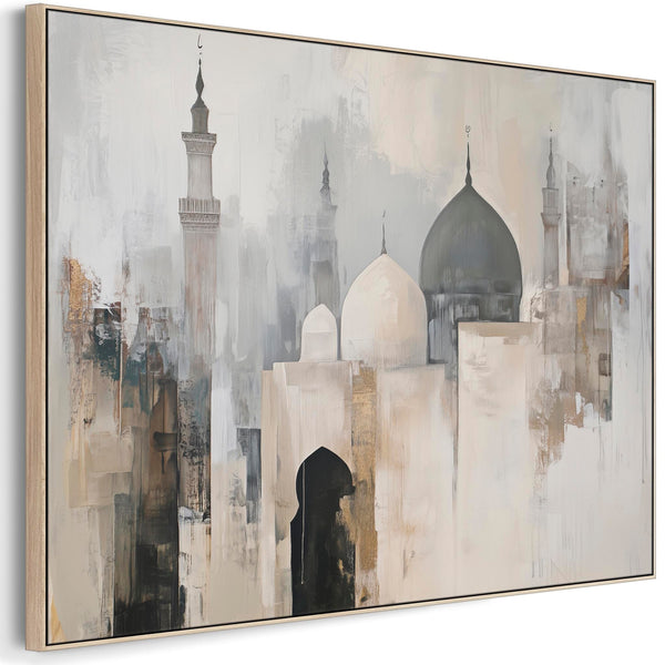 Large Neutral Beige Grey - Islamic Wall Art - Abstract Mosque