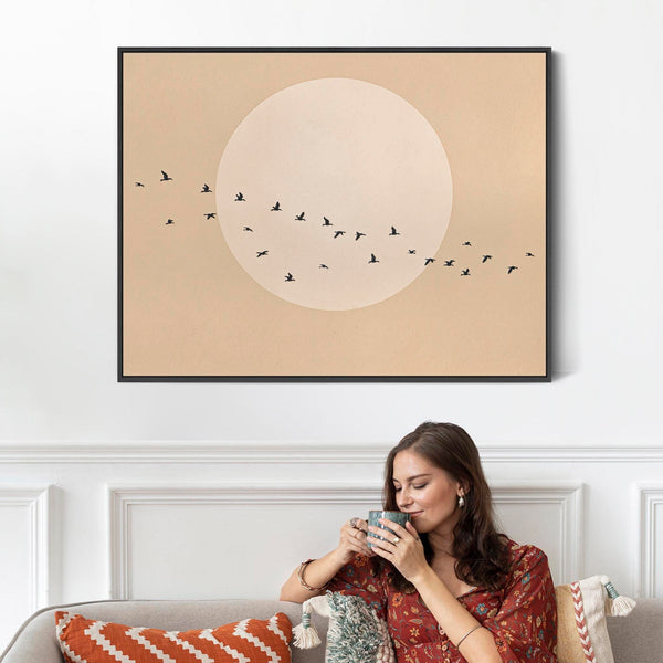 Neutral Black Japandi - Canvas Wall Art - Frame Included