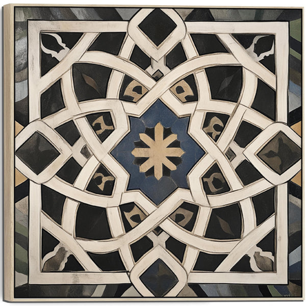 Black Cream Abstract Geometric Framed Wall Art Canvas - Medina