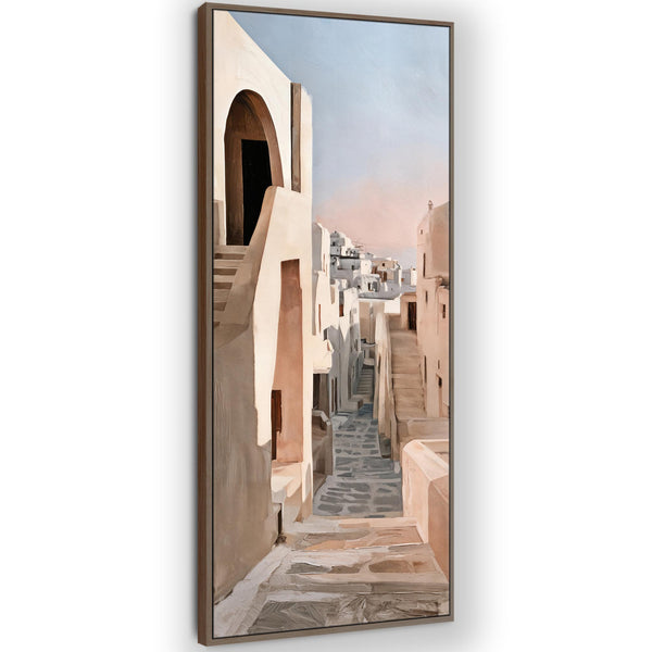 Tall Neutral Framed Hallway Wall Art - Greek Island Memories