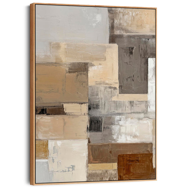 Sitting Room Framed Artwork on Canvas Beige Earth Blend