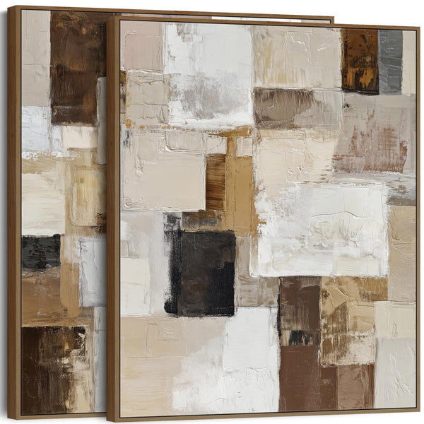 Extra Large Pair Framed Art Canvases - Oversized Earth - Set 2