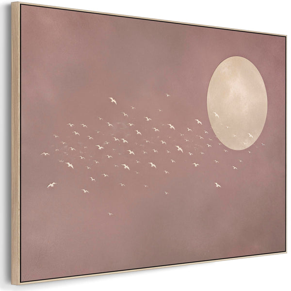 Dusty Blush Pink Japandi Framed Artwork on Canvas