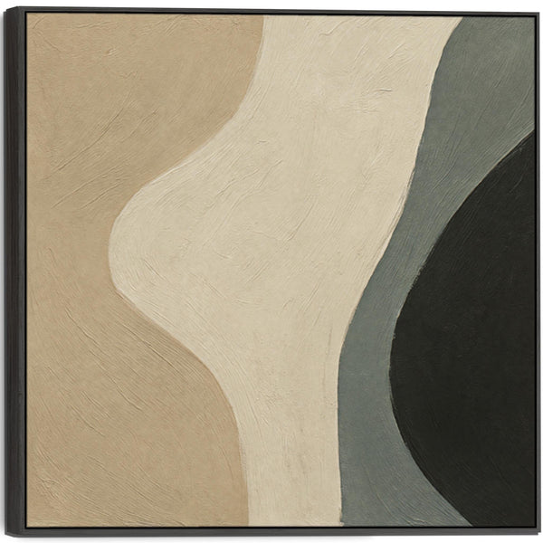 Neutral Green Abstract Framed Canvas - Beige Harmony