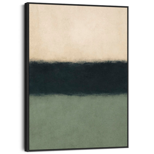 Neutral Green Abstract Framed Canvas - Rothko Style Balance