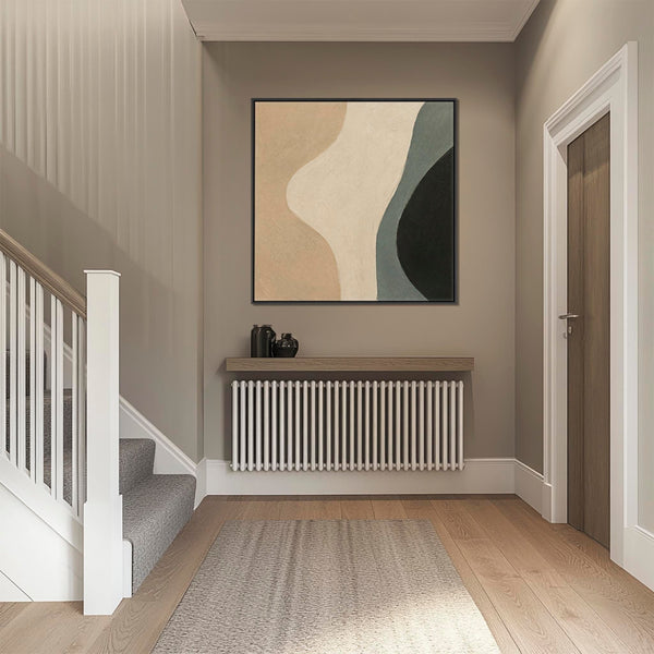 Neutral Green Abstract Framed Canvas - Beige Harmony