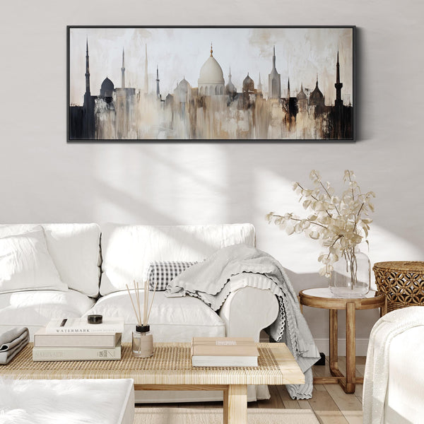 Wide Islamic Mosque Skyline Canvas Framed - Minaret Panoramic