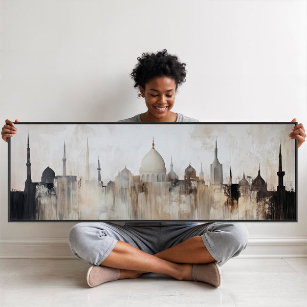 Wide Islamic Mosque Skyline Canvas Framed - Minaret Panoramic