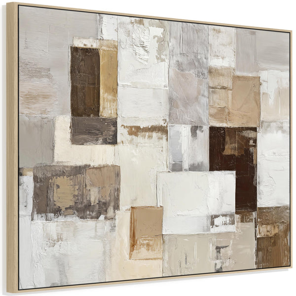 Extra Large Warm Brown Cream Framed Wall Art Canvas Print