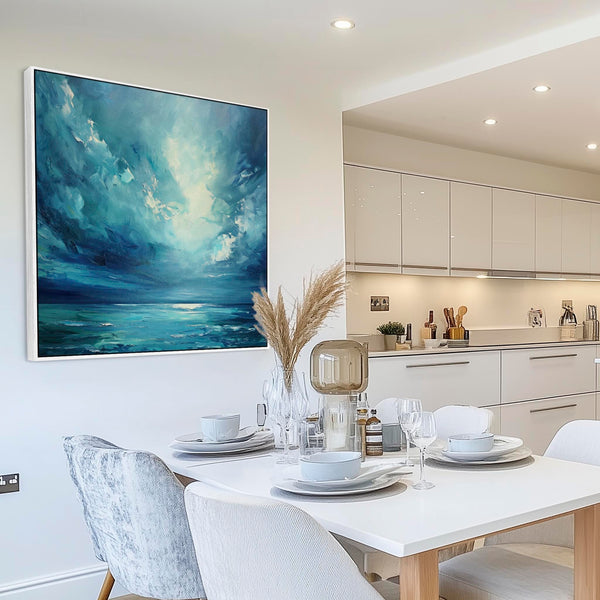 Blue Coastal Wall Art Framed Ocean Calm