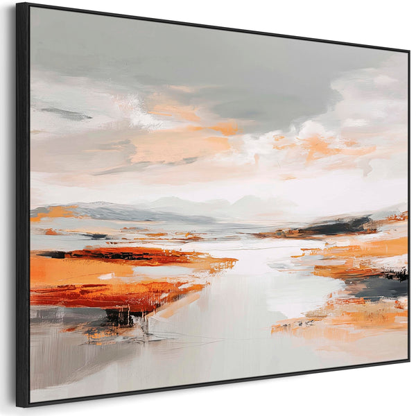 Abstract Rust Landscape - Framed Wall Art - Orange Grey
