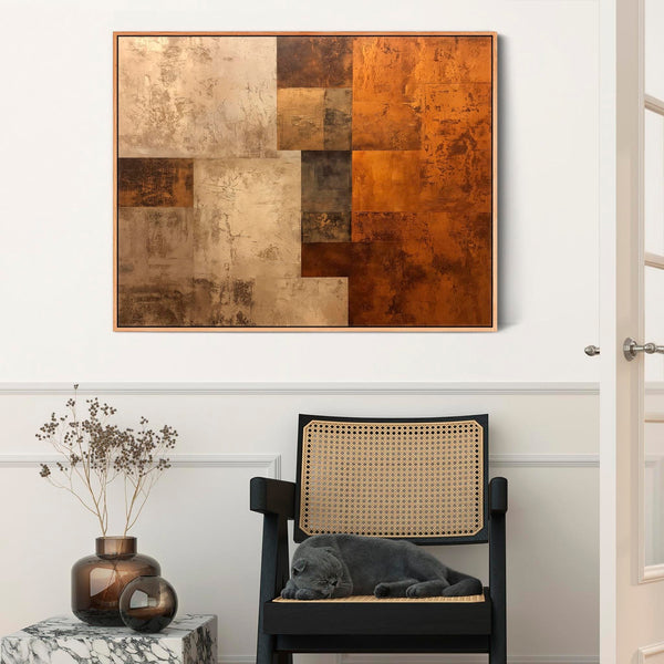 Rust Orange Beige Abstract Wall Art - Autumn Shades