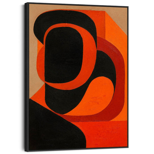 Mid Century Modern - Rusty Illusion Orange Wall Art Canvas Framed