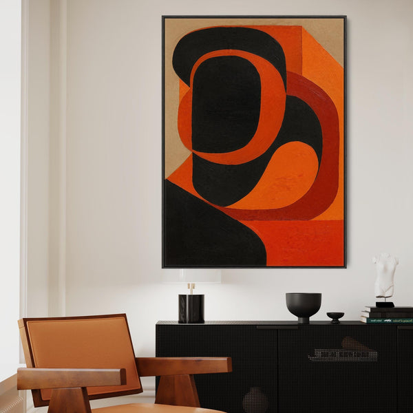 Mid Century Modern - Rusty Illusion Orange Wall Art Canvas Framed